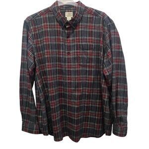 LL Bean Men's 100% Cotton Collared Long-Sleeve Button-Down Shirt Gray Plaid XXL